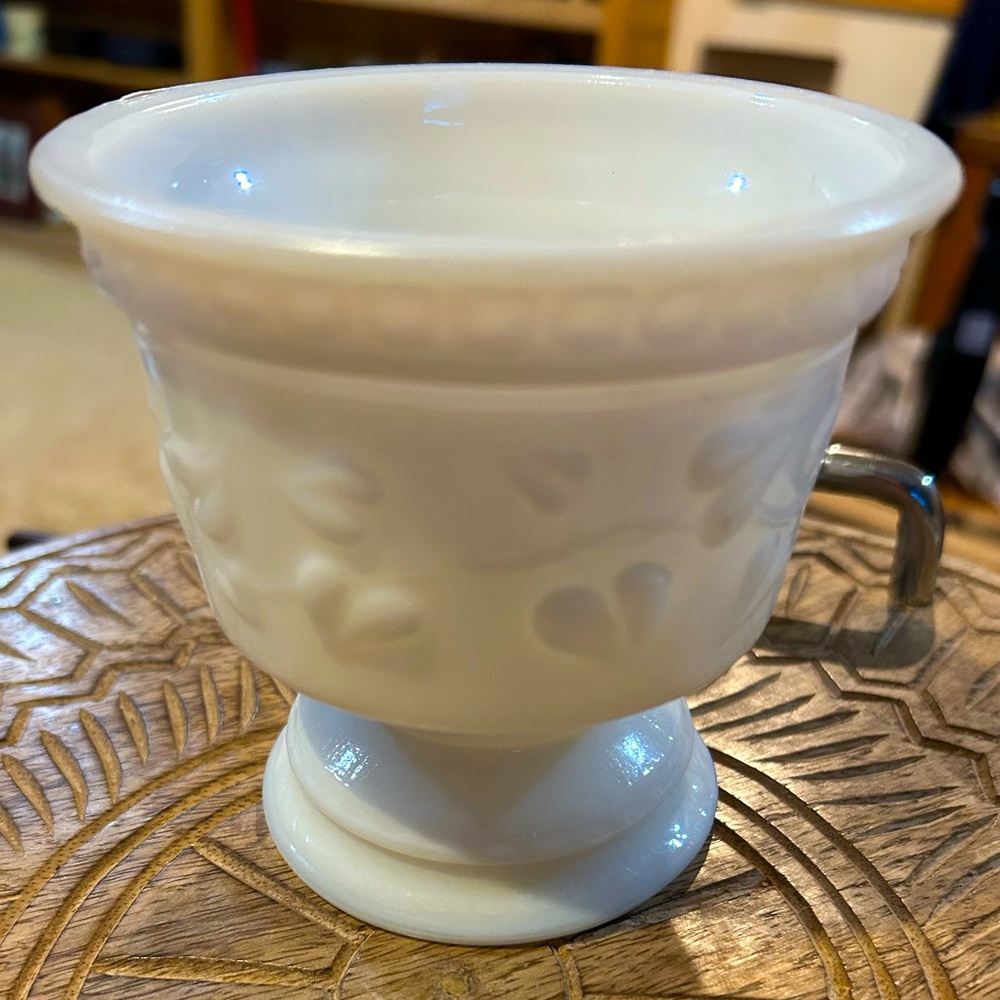 Chic White Pedestal milk glass goblet